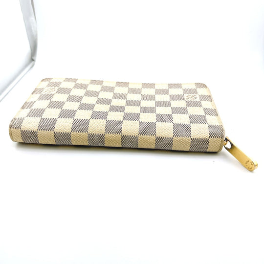 LOUIS VUITTON Long Wallet Purse N60012 Damier canvas white Zip Around long wallet Damier Azur Zippy Organizer unisex(Unisex) Used Authentic