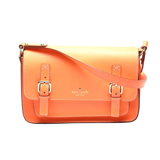 Kate Spade Shoulder Bag leather Orange Diagonal crossing Flap opening and closing Pochette Women Used Authentic