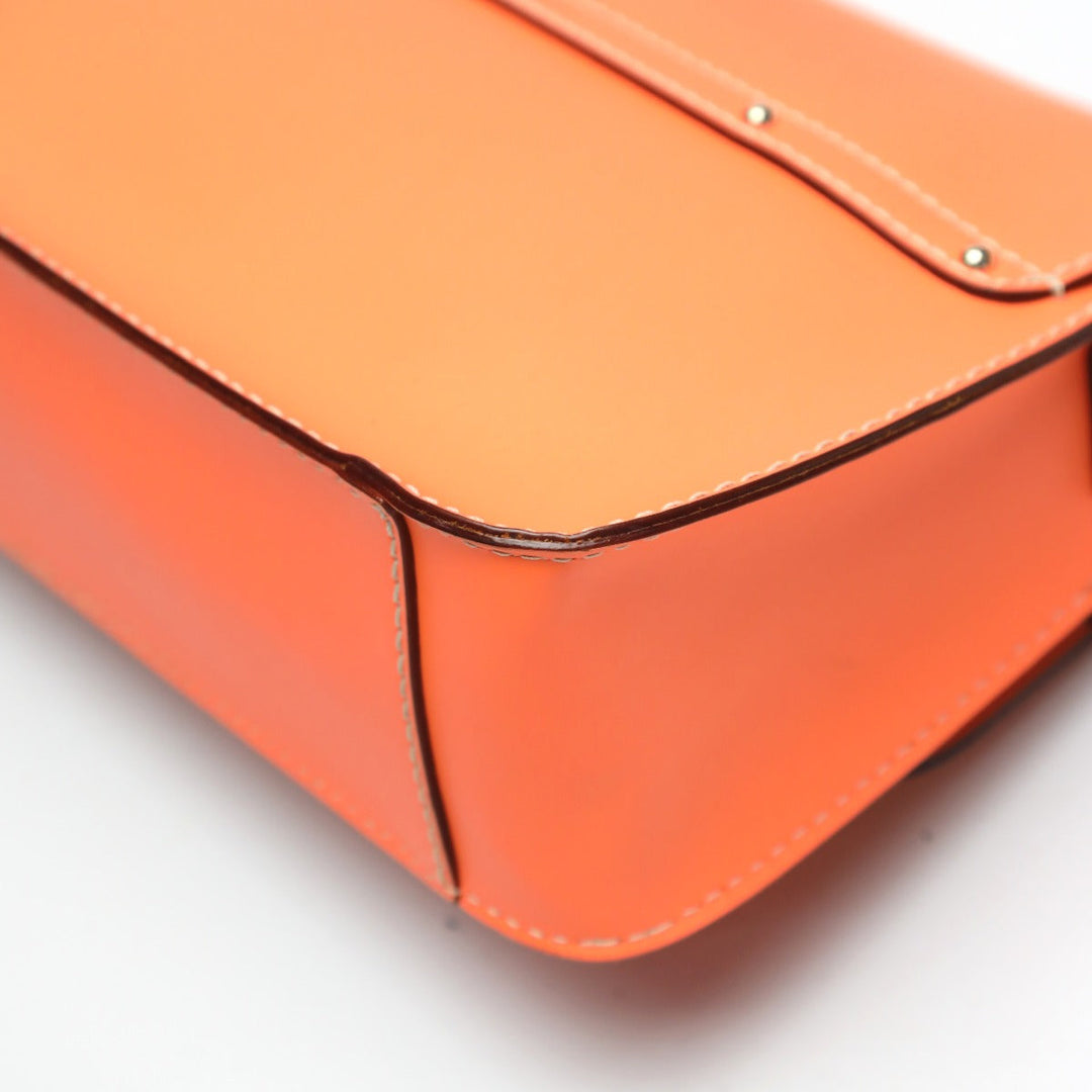 Kate Spade Shoulder Bag leather Orange Diagonal crossing Flap opening and closing Pochette Women Used Authentic
