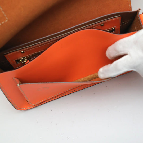 Kate Spade Shoulder Bag leather Orange Diagonal crossing Flap opening and closing Pochette Women Used Authentic