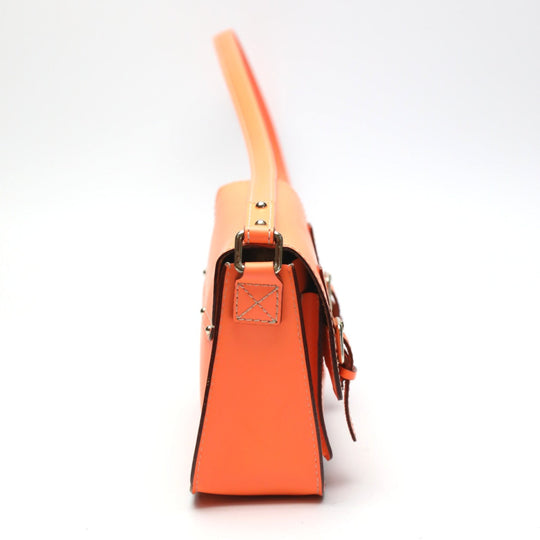 Kate Spade Shoulder Bag leather Orange Diagonal crossing Flap opening and closing Pochette Women Used Authentic