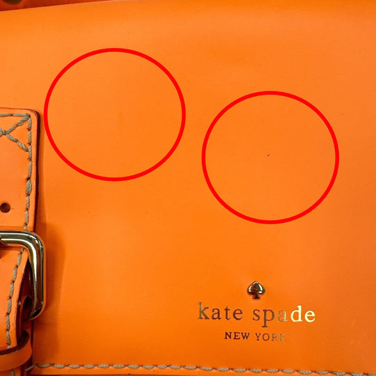 Kate Spade Shoulder Bag leather Orange Diagonal crossing Flap opening and closing Pochette Women Used Authentic