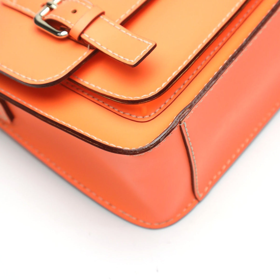 Kate Spade Shoulder Bag leather Orange Diagonal crossing Flap opening and closing Pochette Women Used Authentic