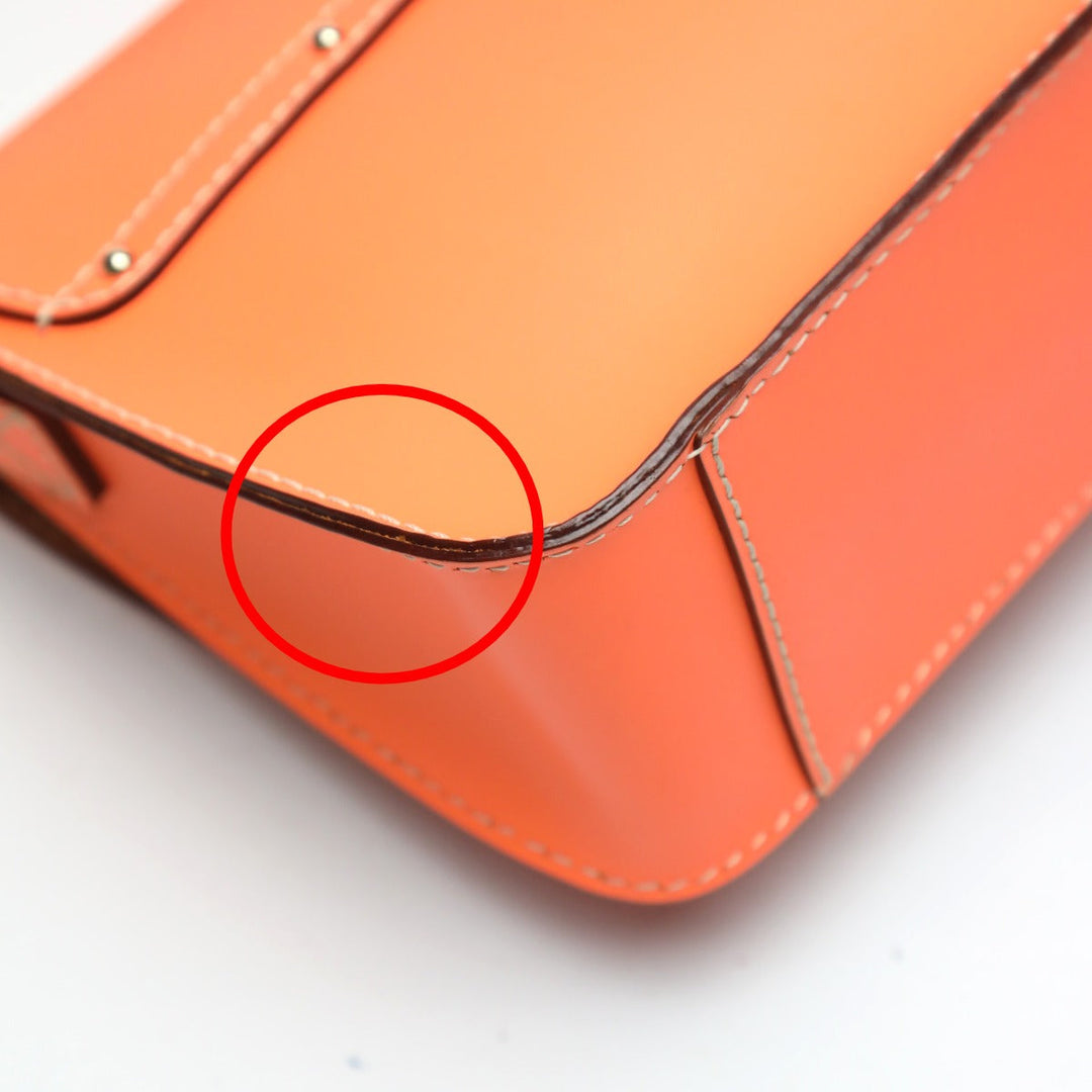 Kate Spade Shoulder Bag leather Orange Diagonal crossing Flap opening and closing Pochette Women Used Authentic