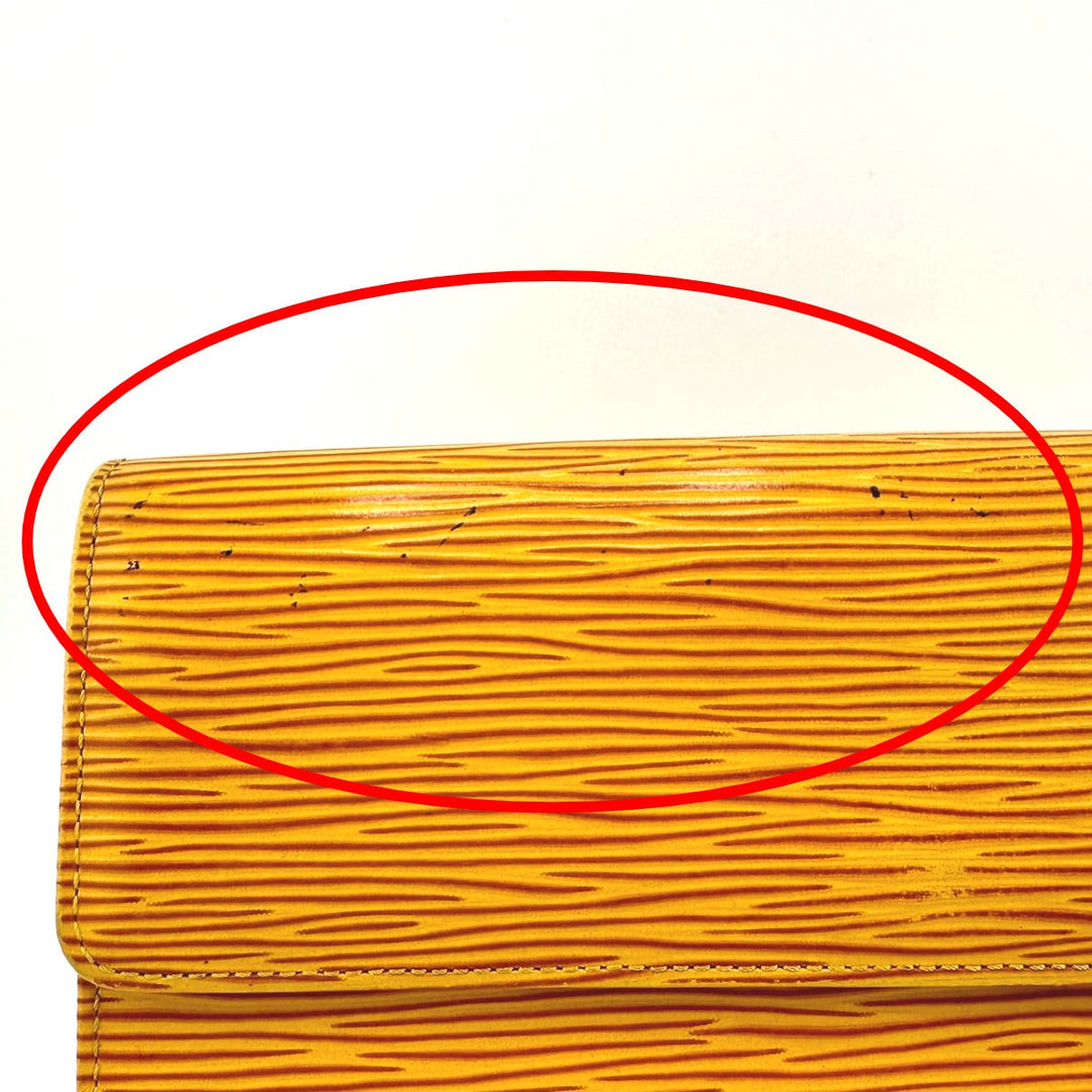 LOUIS VUITTON Long Wallet Purse ‚l63579 Epi Leather yellow Trifold purse Epi Porto Mon Credit Women Used Authentic