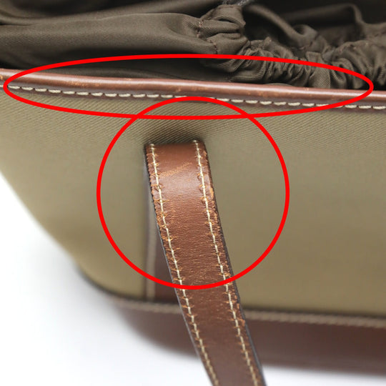 HUNTING WORLD Handbag 4620969 canvas Khaki x Brown Tote Bag Drawstring closure Mini tote mens Used Authentic