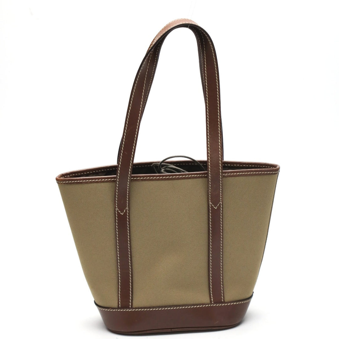 HUNTING WORLD Handbag 4620969 canvas Khaki x Brown Tote Bag Drawstring closure Mini tote mens Used Authentic