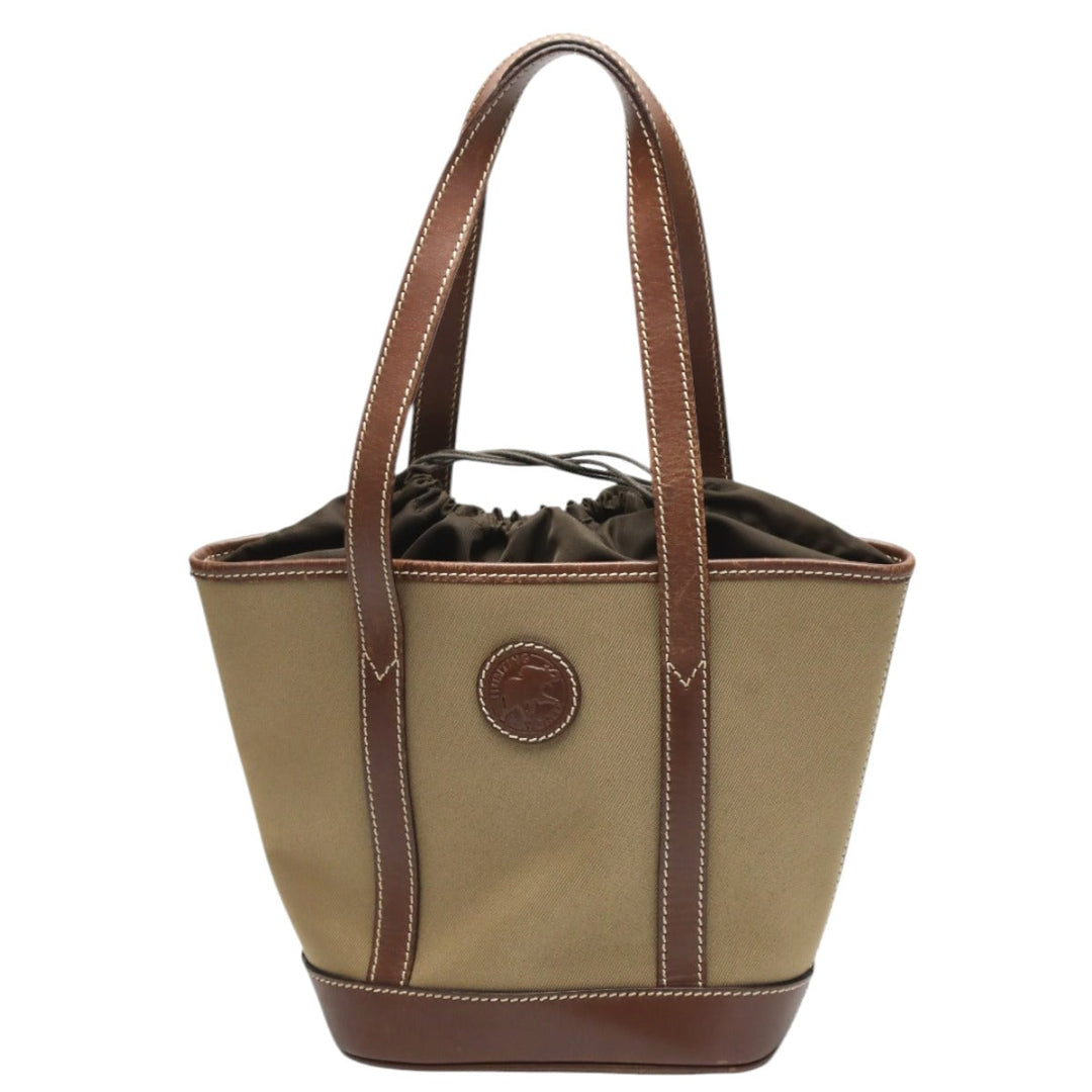 HUNTING WORLD Handbag 4620969 canvas Khaki x Brown Tote Bag Drawstring closure Mini tote mens Used Authentic