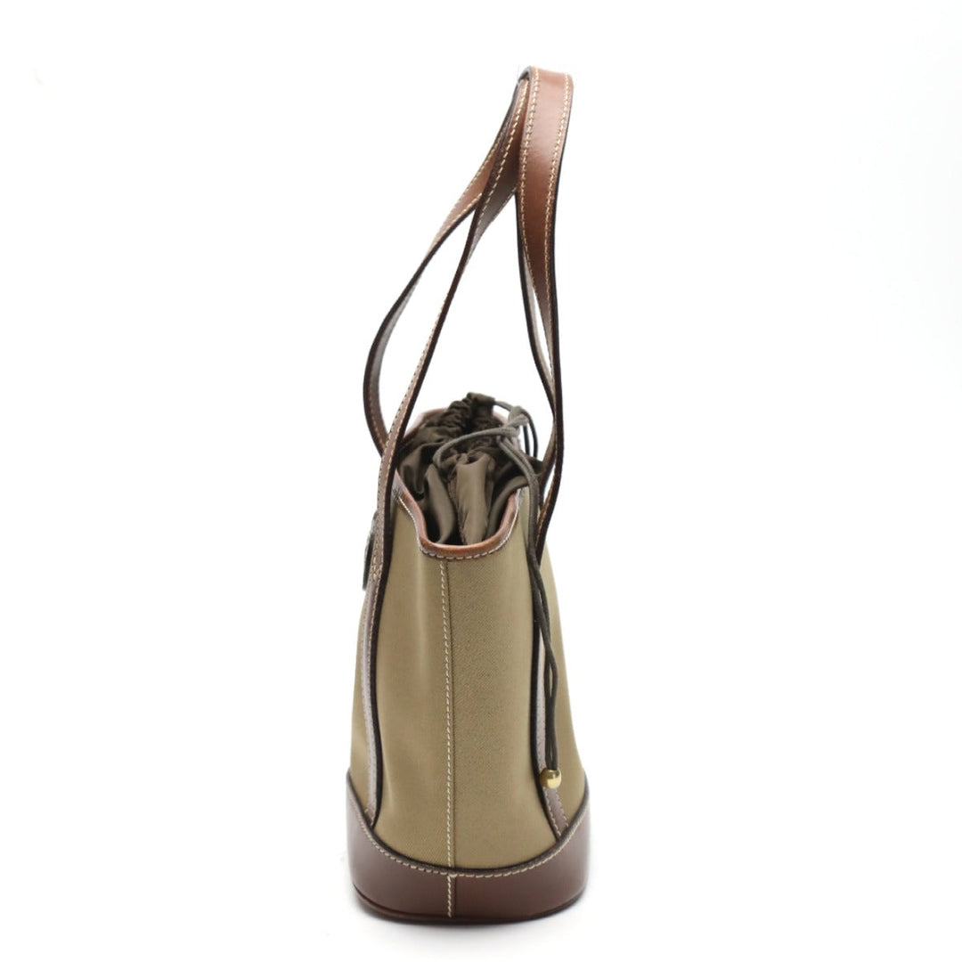 HUNTING WORLD Handbag 4620969 canvas Khaki x Brown Tote Bag Drawstring closure Mini tote mens Used Authentic