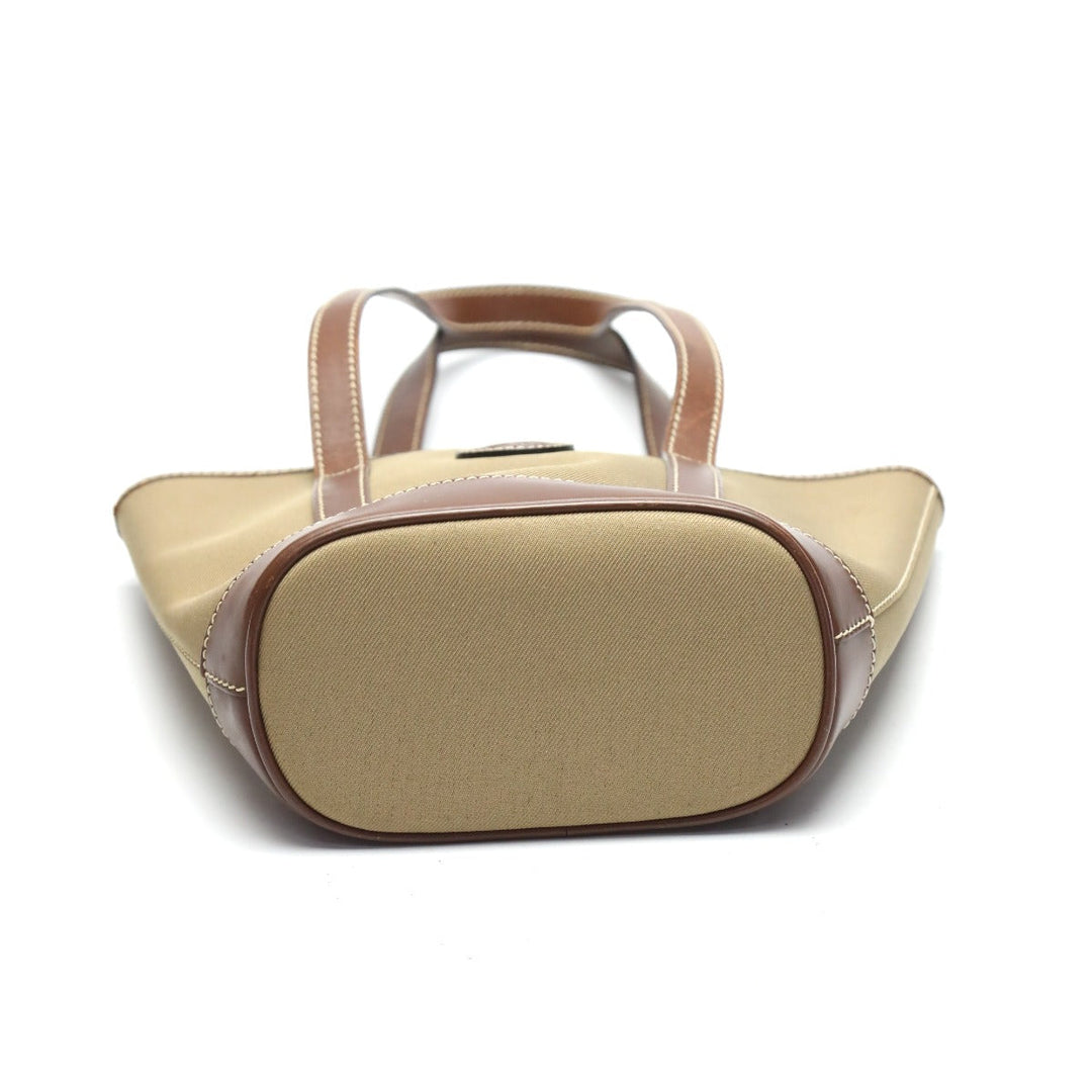 HUNTING WORLD Handbag 4620969 canvas Khaki x Brown Tote Bag Drawstring closure Mini tote mens Used Authentic