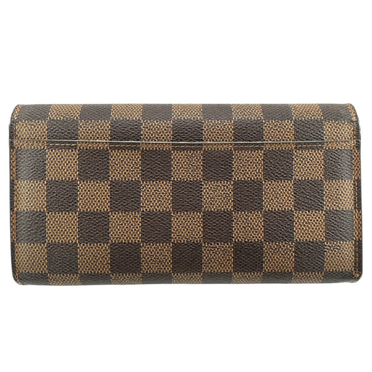 LOUIS VUITTON Long Wallet Purse N63209 Damier canvas Brown Zip Around Damier Portefeuille Sara Women Used Authentic