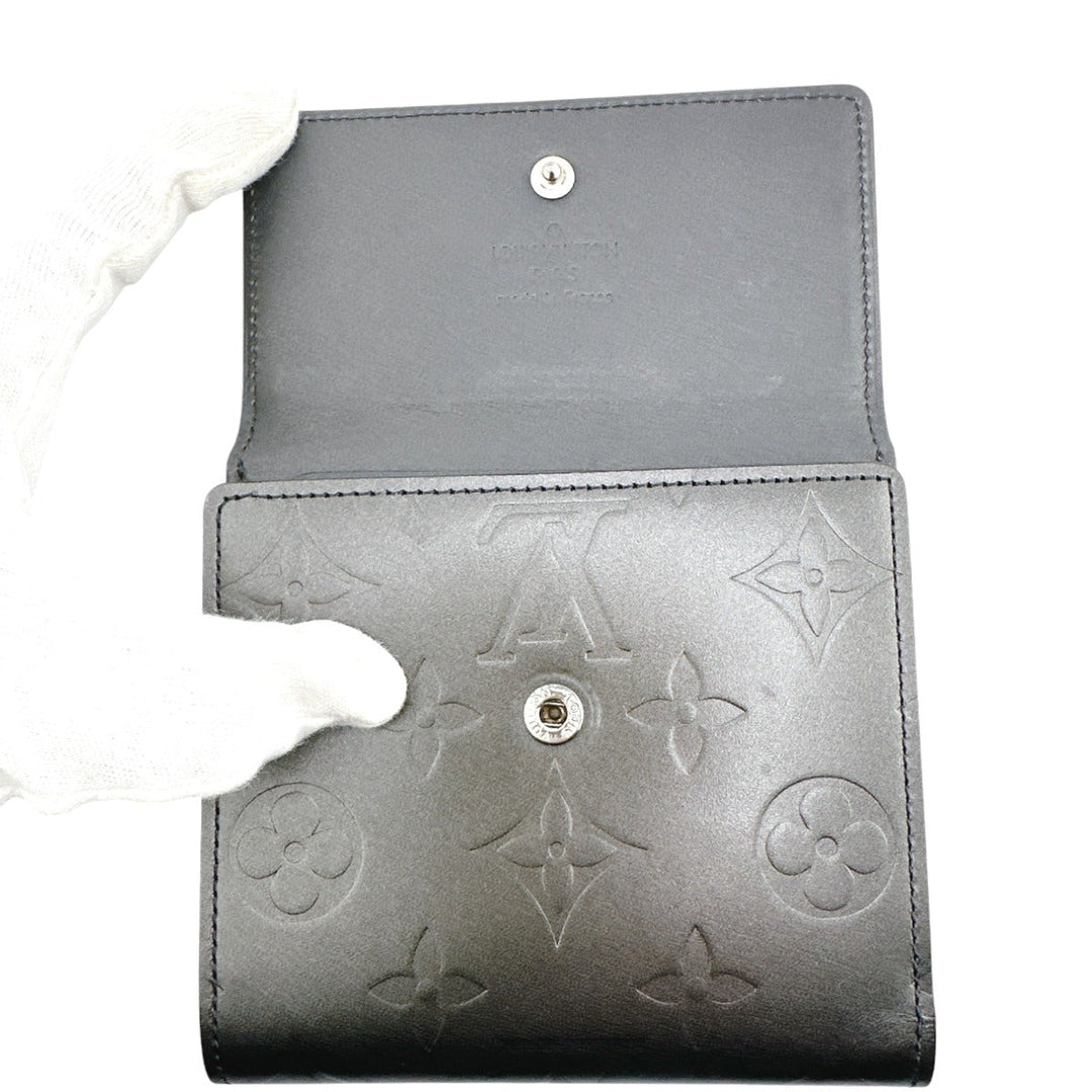 LOUIS VUITTON Bifold Wallet M65112 Monogram mat Noir Wallet with card pocket Monogram Porte Monnaie Billets Cartes Credit unisex(Unisex) Used Authentic