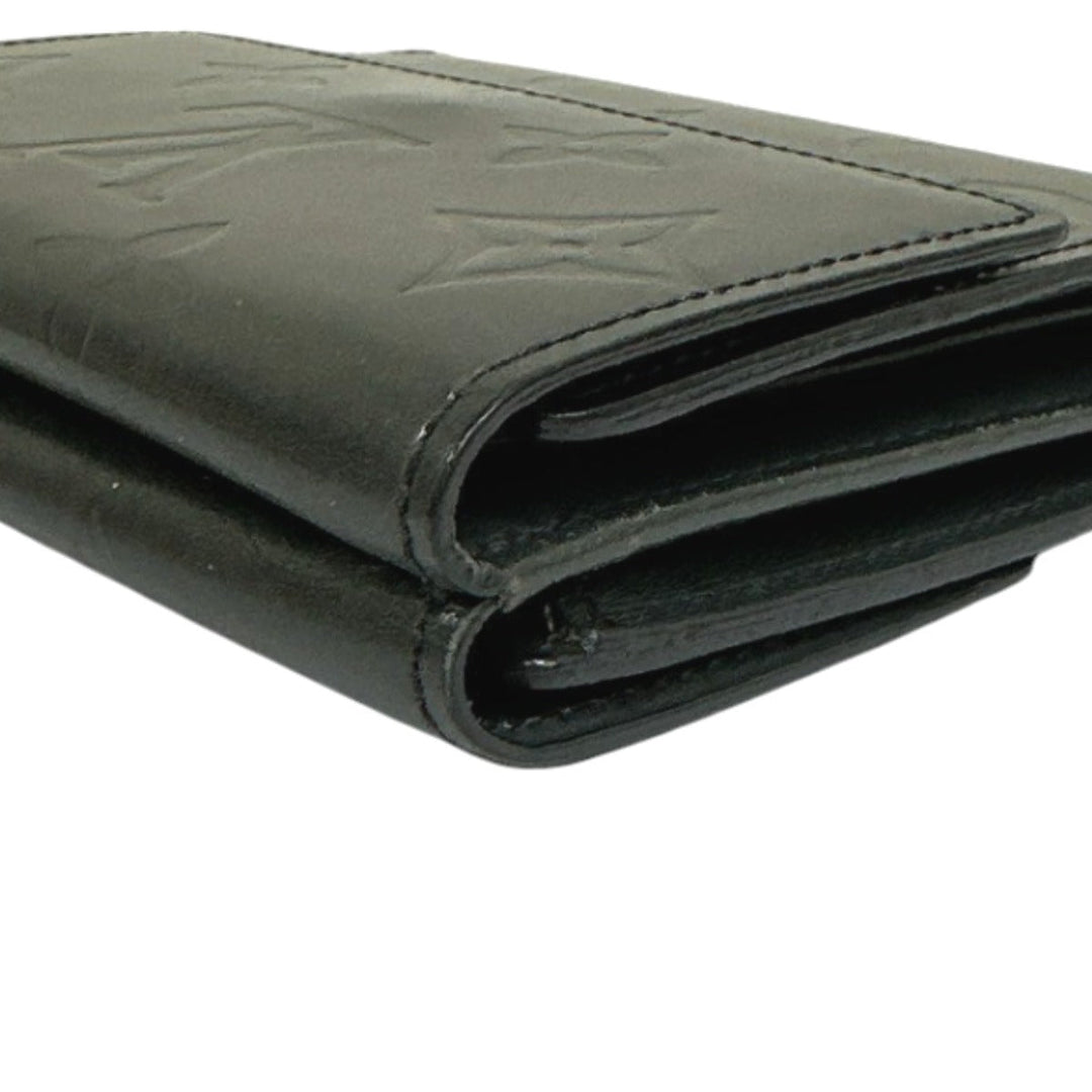 LOUIS VUITTON Bifold Wallet M65112 Monogram mat Noir Wallet with card pocket Monogram Porte Monnaie Billets Cartes Credit unisex(Unisex) Used Authentic