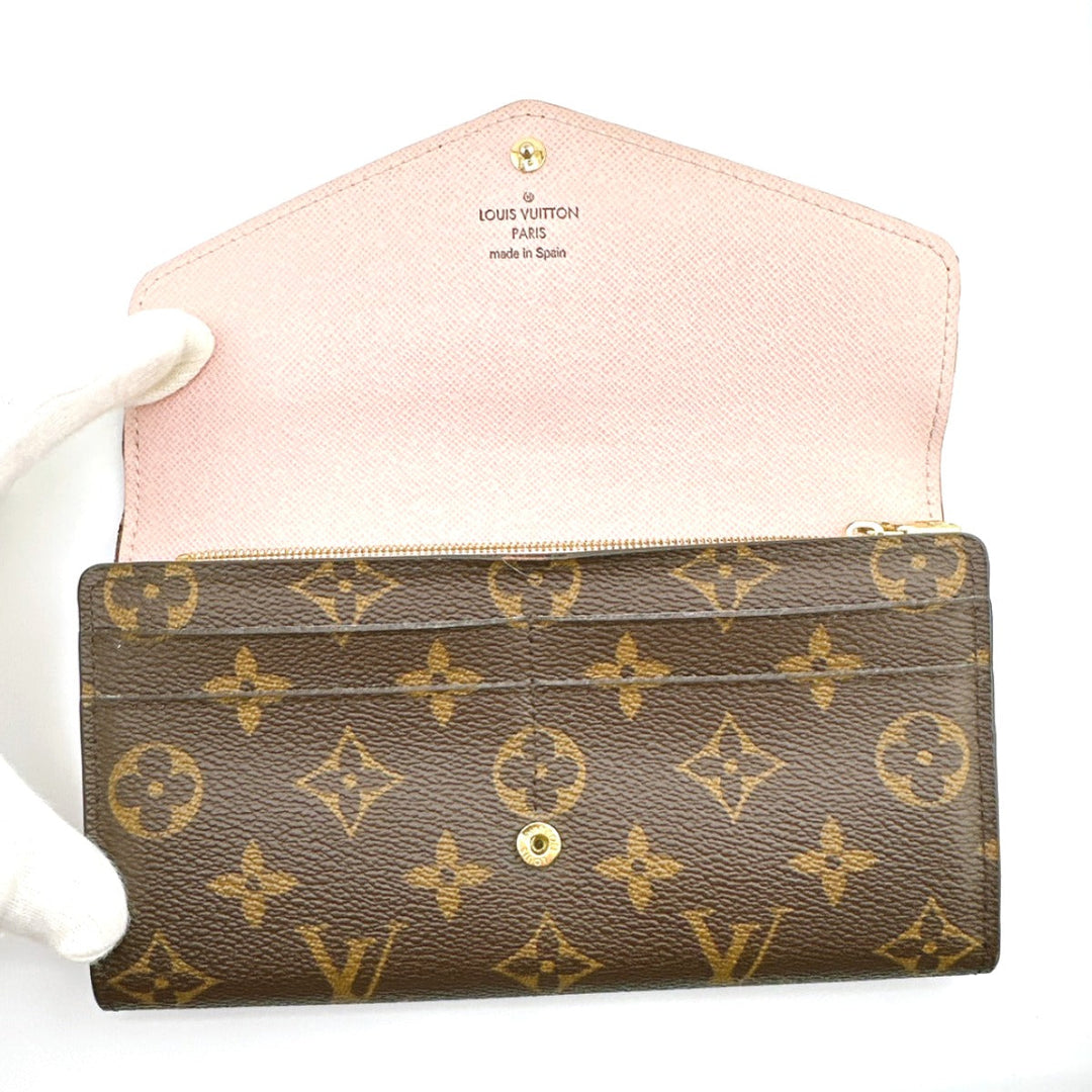 LOUIS VUITTON Long Wallet Purse M62235 Monogram canvas Rose Valerie Zip Around Monogram Portefeuille Sara Women Used Authentic