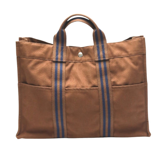 HERMES Tote Bag canvas Brown Handbag Fool ToeMM unisex(Unisex) Used Authentic
