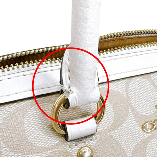 COACH Handbag F83607 Canvas, Leather beige Handbag CC canvas Signature Women Used Authentic