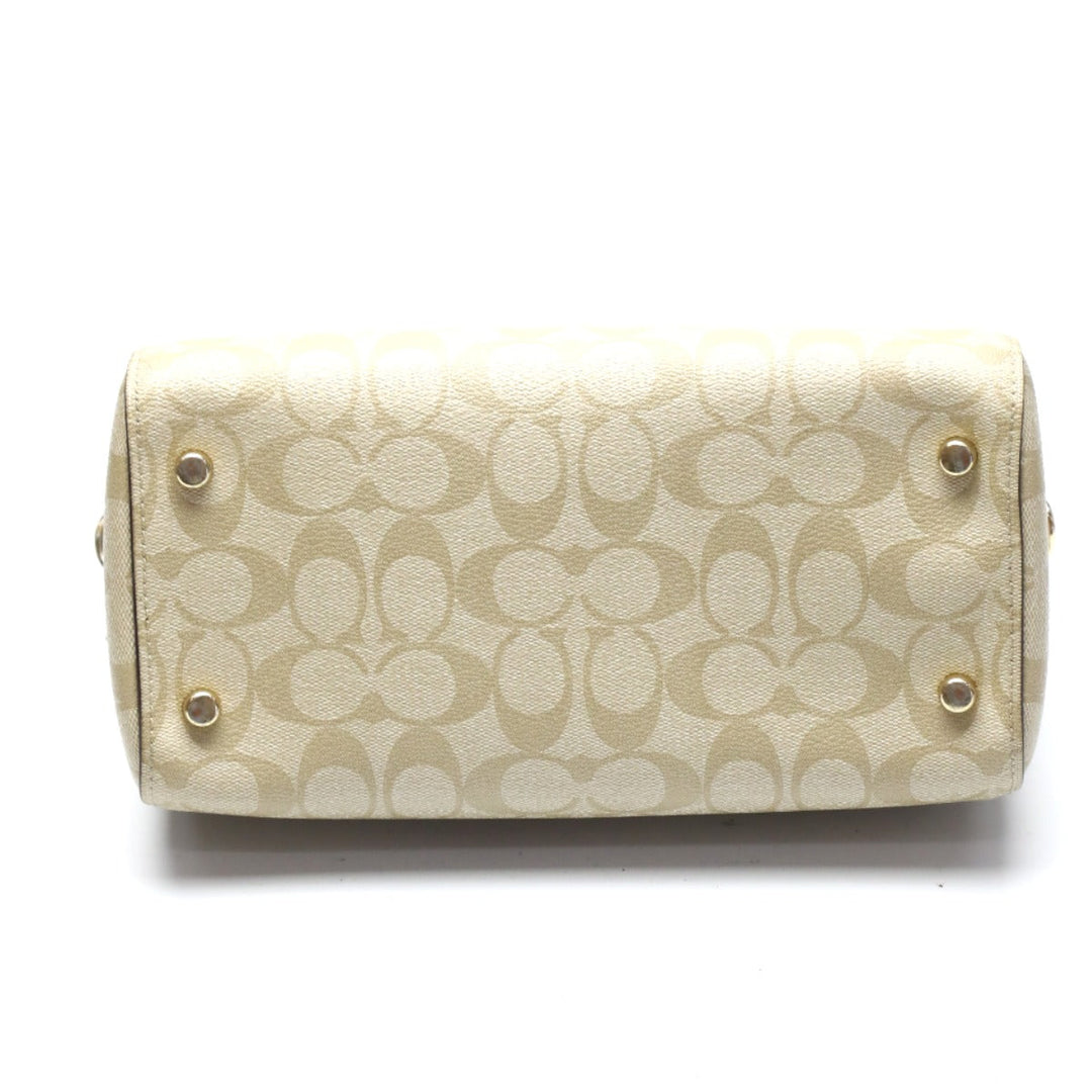 COACH Handbag F83607 Canvas, Leather beige Handbag CC canvas Signature Women Used Authentic
