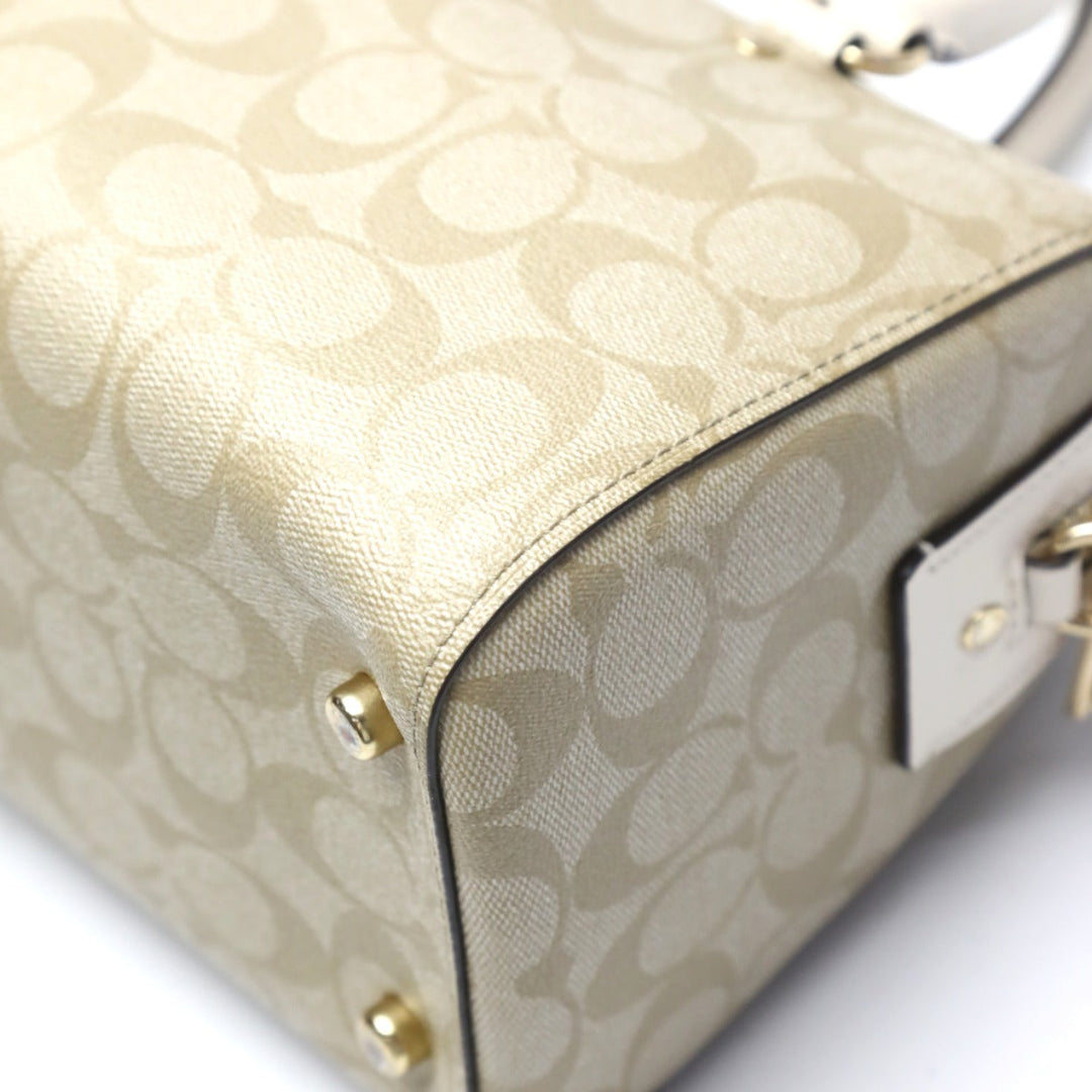 COACH Handbag F83607 Canvas, Leather beige Handbag CC canvas Signature Women Used Authentic