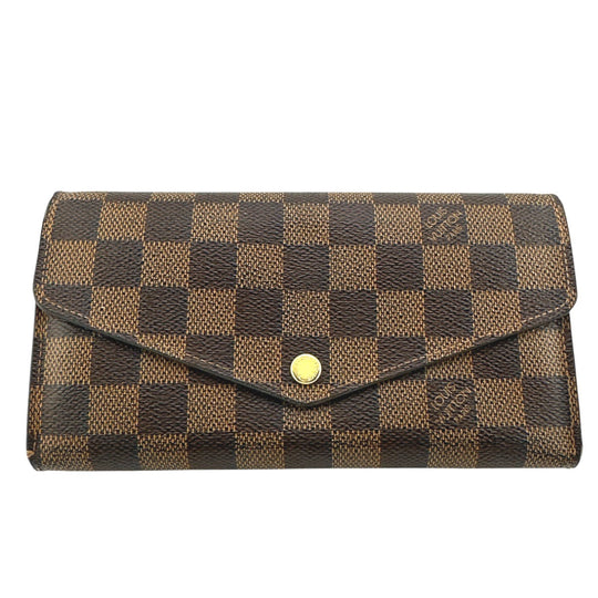 LOUIS VUITTON Long Wallet Purse N63209 Damier canvas Ebene Zip Around Damier Portefeuille Sara Women Used Authentic