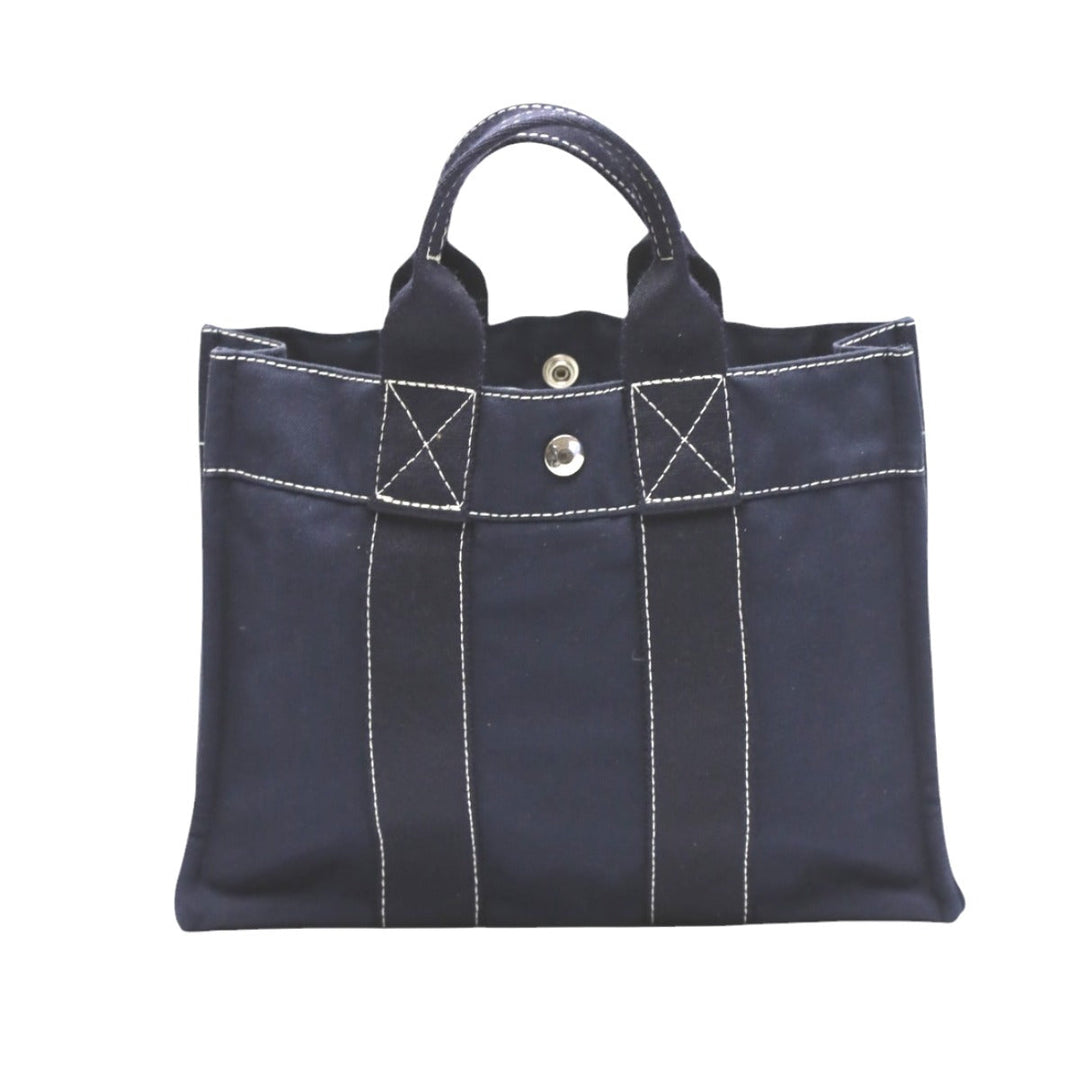 HERMES Tote Bag canvas Navy Tote PM Her Line canvas mens(Unisex) Used Authentic