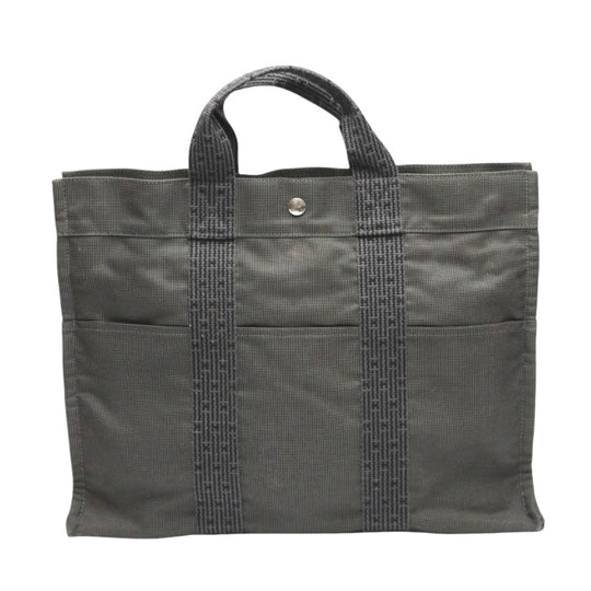 HERMES Tote Bag canvas gray Tote MM Her Line canvas unisex(Unisex) Used Authentic