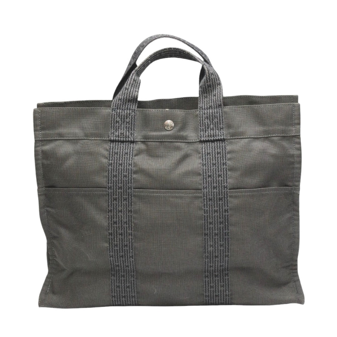 HERMES Tote Bag canvas gray Tote MM Her Line canvas unisex(Unisex) Used Authentic