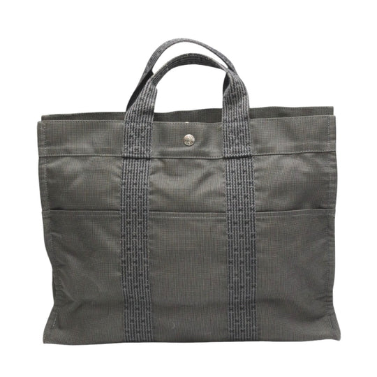 HERMES Tote Bag canvas gray Tote MM Her Line canvas unisex(Unisex) Used Authentic