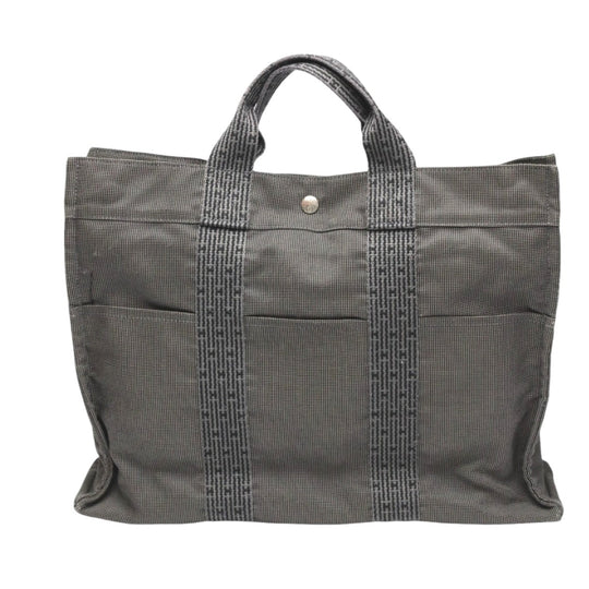 HERMES Tote Bag canvas gray Tote MM Her Line canvas unisex(Unisex) Used Authentic