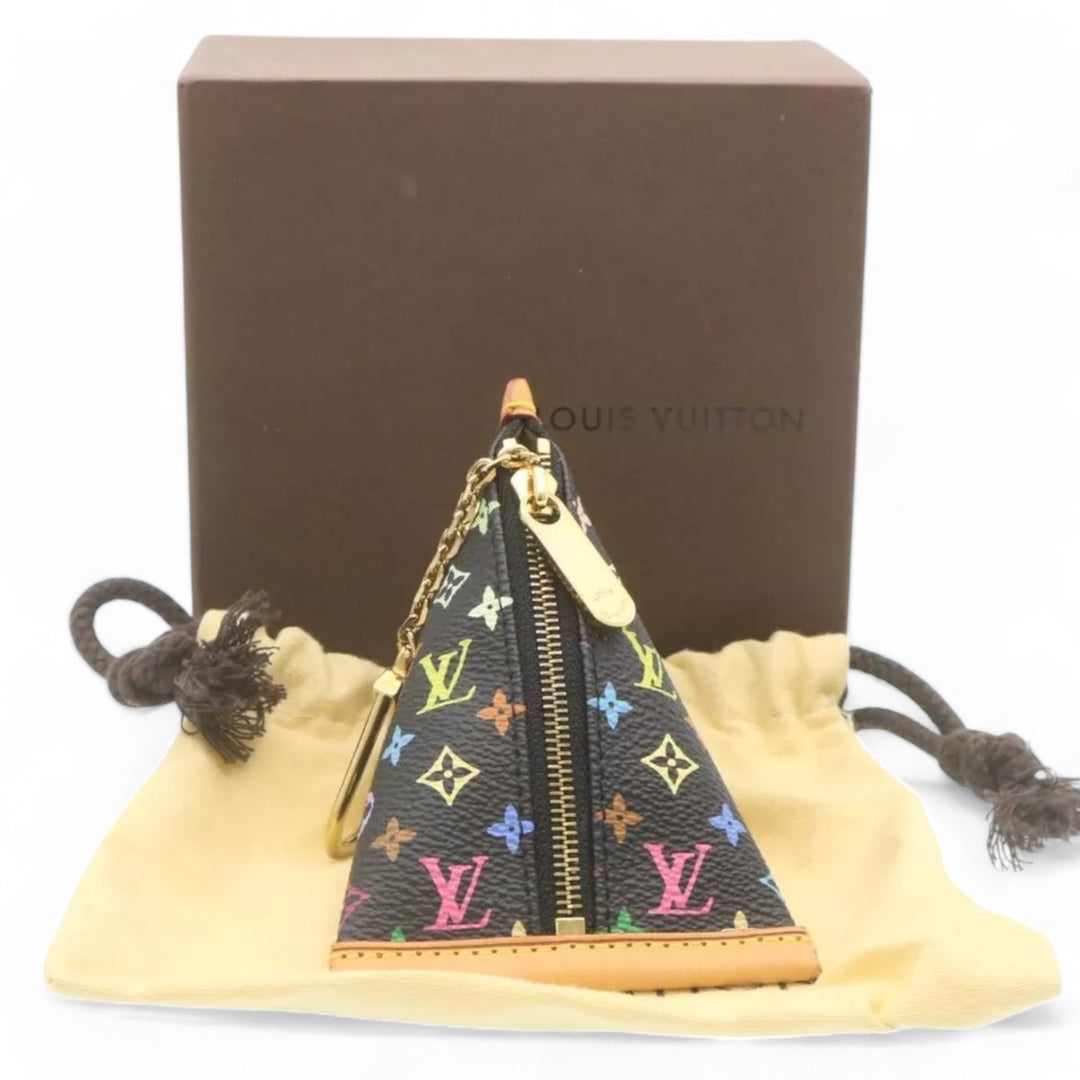 Louis Vuitton Monogram Berlino Coin Purse Multicolor Black Unisex with Chain Clip