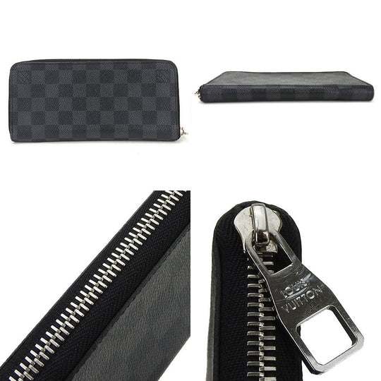 LOUIS VUITTON Long Wallet Purse N63095 Damier Grafitte black Damier Graphite Zippy wallet  Vertical mens Used Authentic