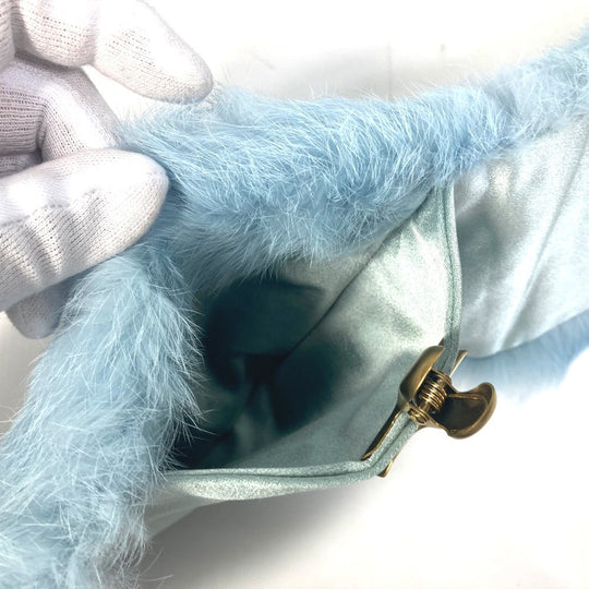 Baccarat Scarf Fur , Lapin blue scarf Women Used Authentic
