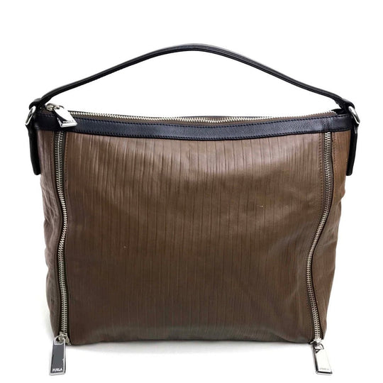 Furla Shoulder Bag leather Brown Tote Bag unisex(Unisex) Used Authentic