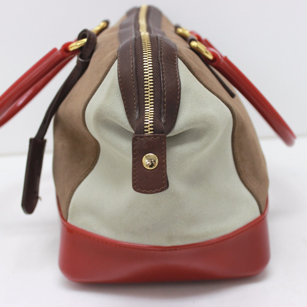 Furla Boston Duffel bag Suede, Rubber Brown Women Used Authentic
