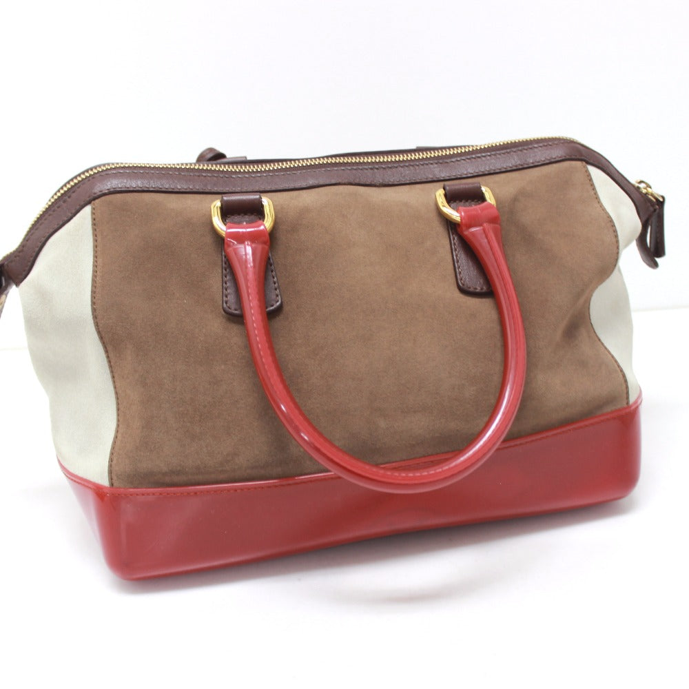 Furla Boston Duffel bag Suede, Rubber Brown Women Used Authentic