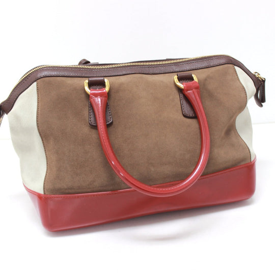 Furla Boston Duffel bag Suede, Rubber Brown Women Used Authentic