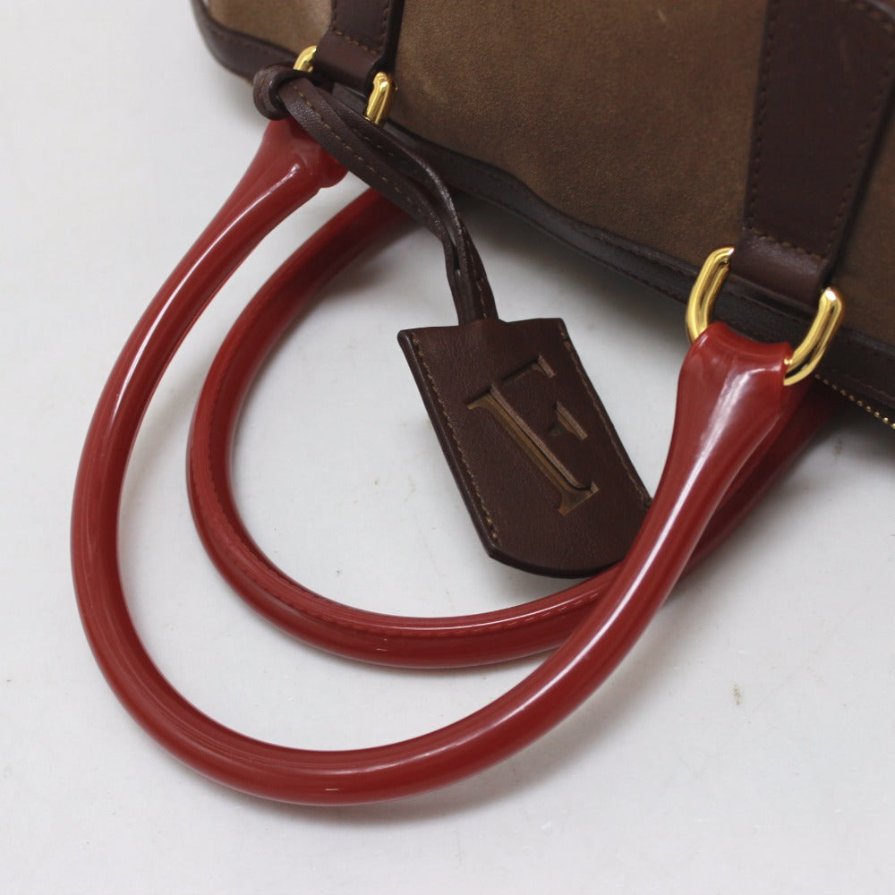 Furla Boston Duffel bag Suede, Rubber Brown Women Used Authentic