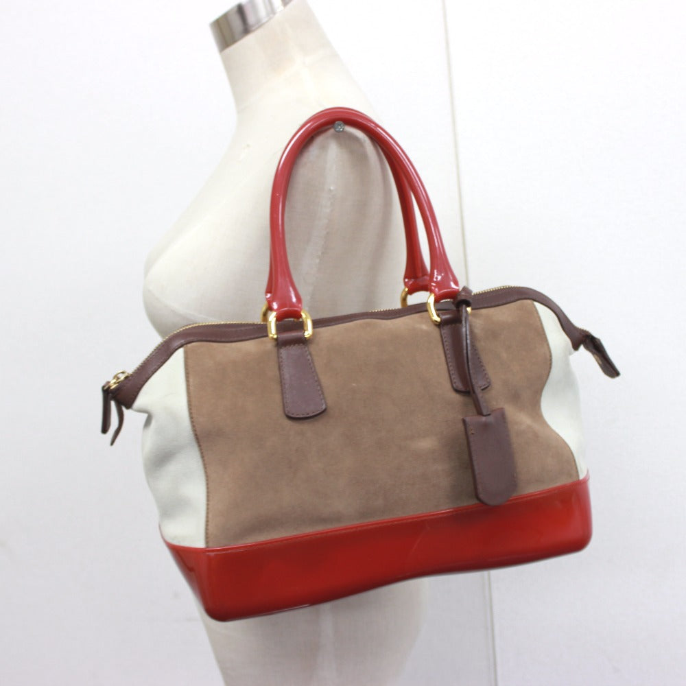 Furla Boston Duffel bag Suede, Rubber Brown Women Used Authentic