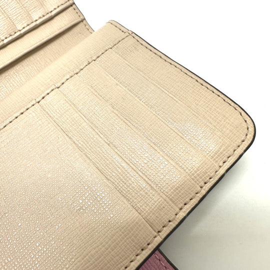 Furla Folded wallet leather pink logo Bifold Wallet Women Used Authentic