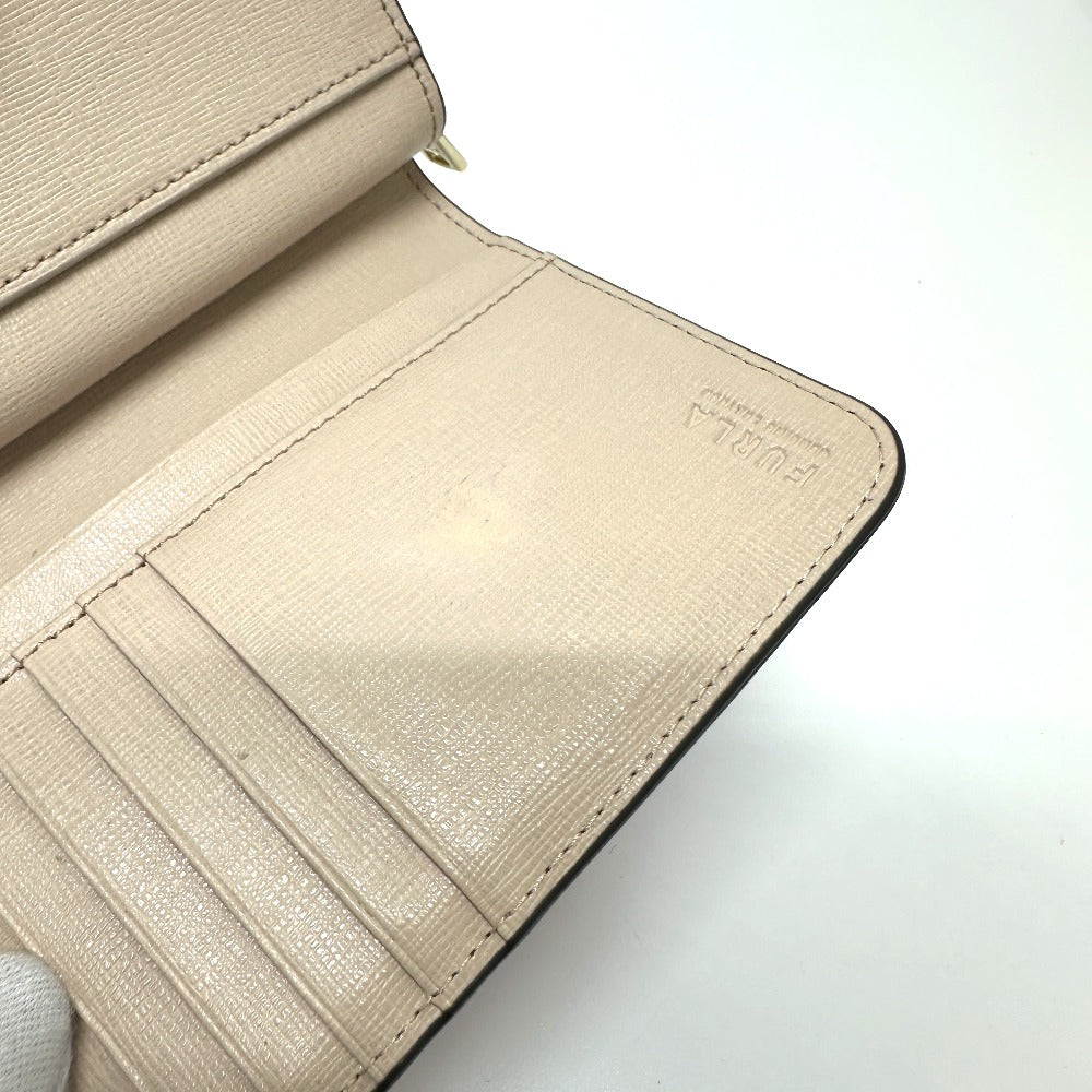 Furla Folded wallet leather pink logo Bifold Wallet Women Used Authentic