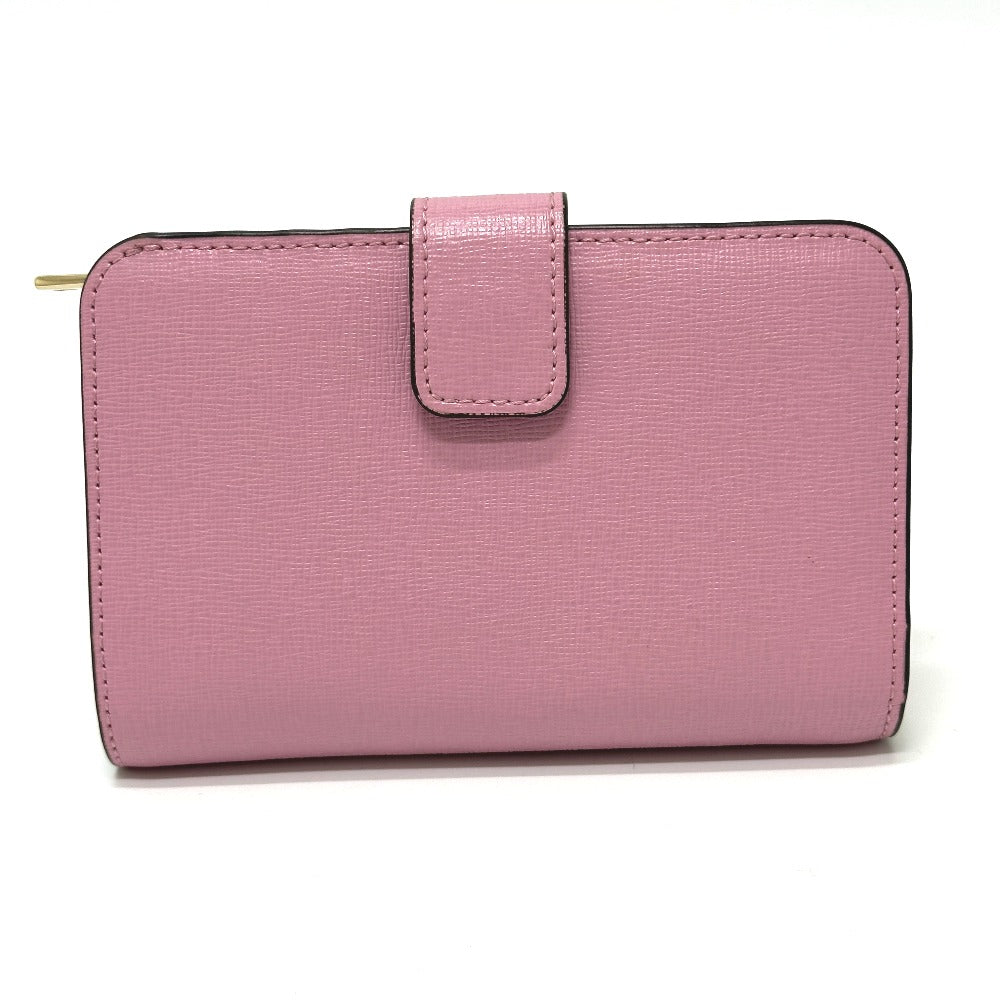 Furla Folded wallet leather pink logo Bifold Wallet Women Used Authentic