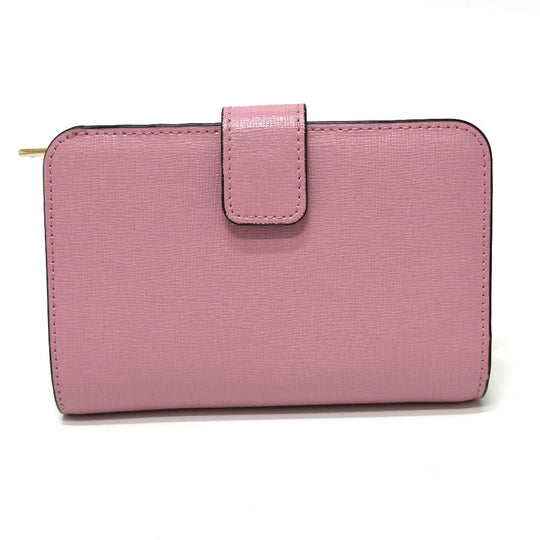 Furla Folded wallet leather pink logo Bifold Wallet Women Used Authentic