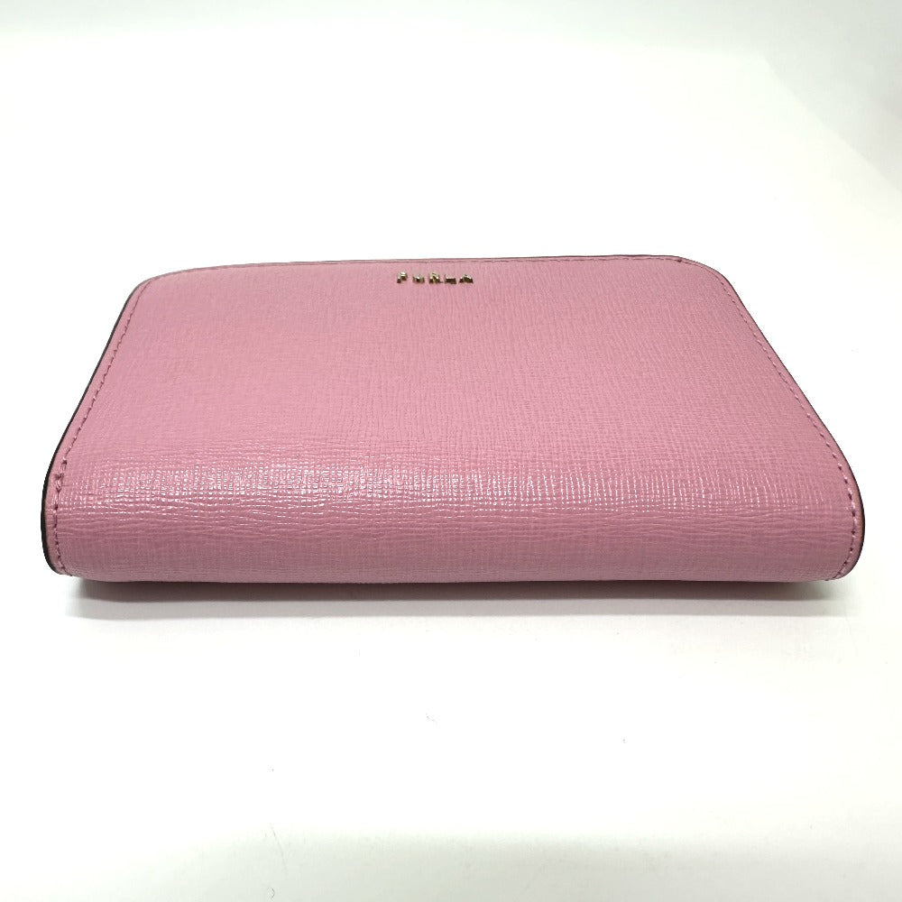 Furla Folded wallet leather pink logo Bifold Wallet Women Used Authentic