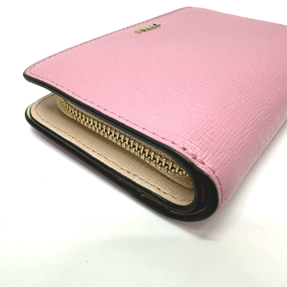 Furla Folded wallet leather pink logo Bifold Wallet Women Used Authentic