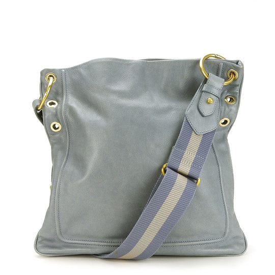 BALLY Shoulder Bag leather blue Women Used Authentic