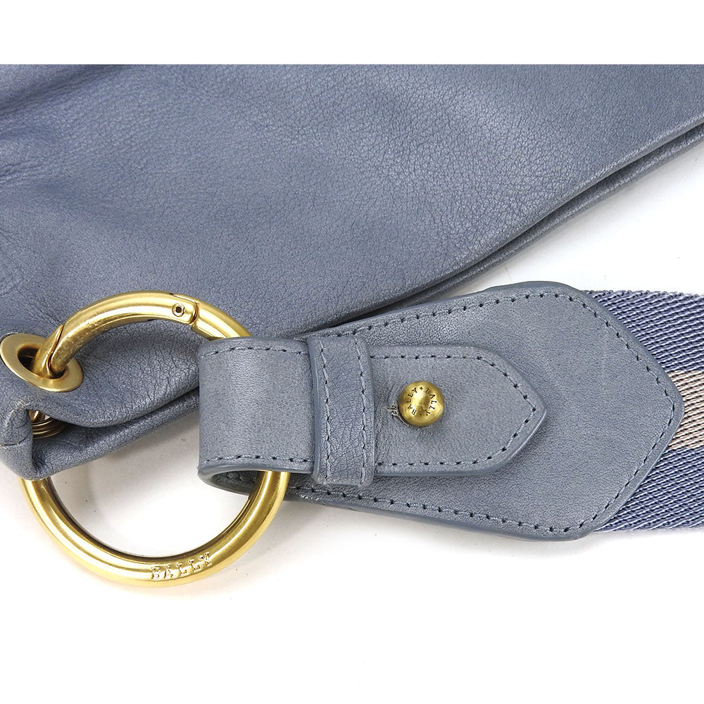 BALLY Shoulder Bag leather blue Women Used Authentic