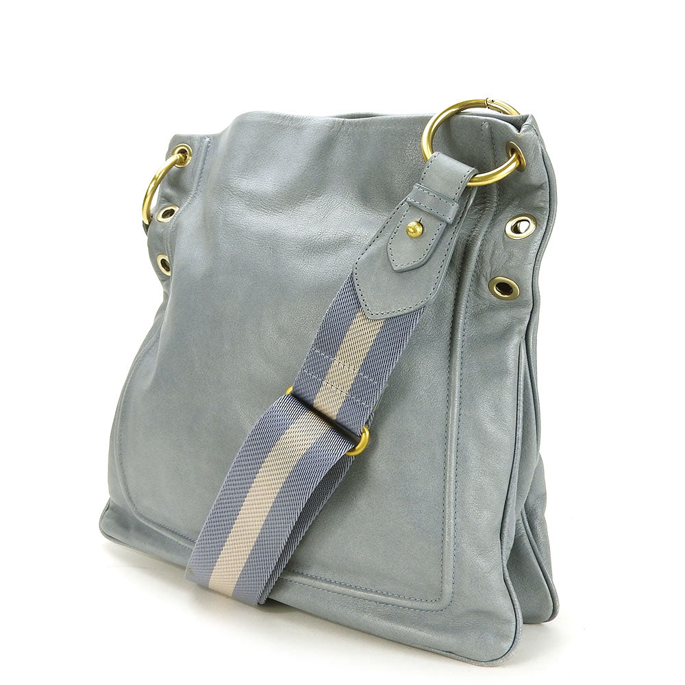 BALLY Shoulder Bag leather blue Women Used Authentic