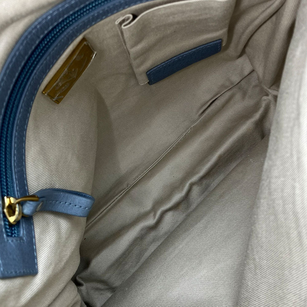 BALLY Shoulder Bag leather blue Women Used Authentic