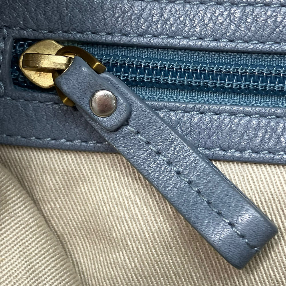 BALLY Shoulder Bag leather blue Women Used Authentic