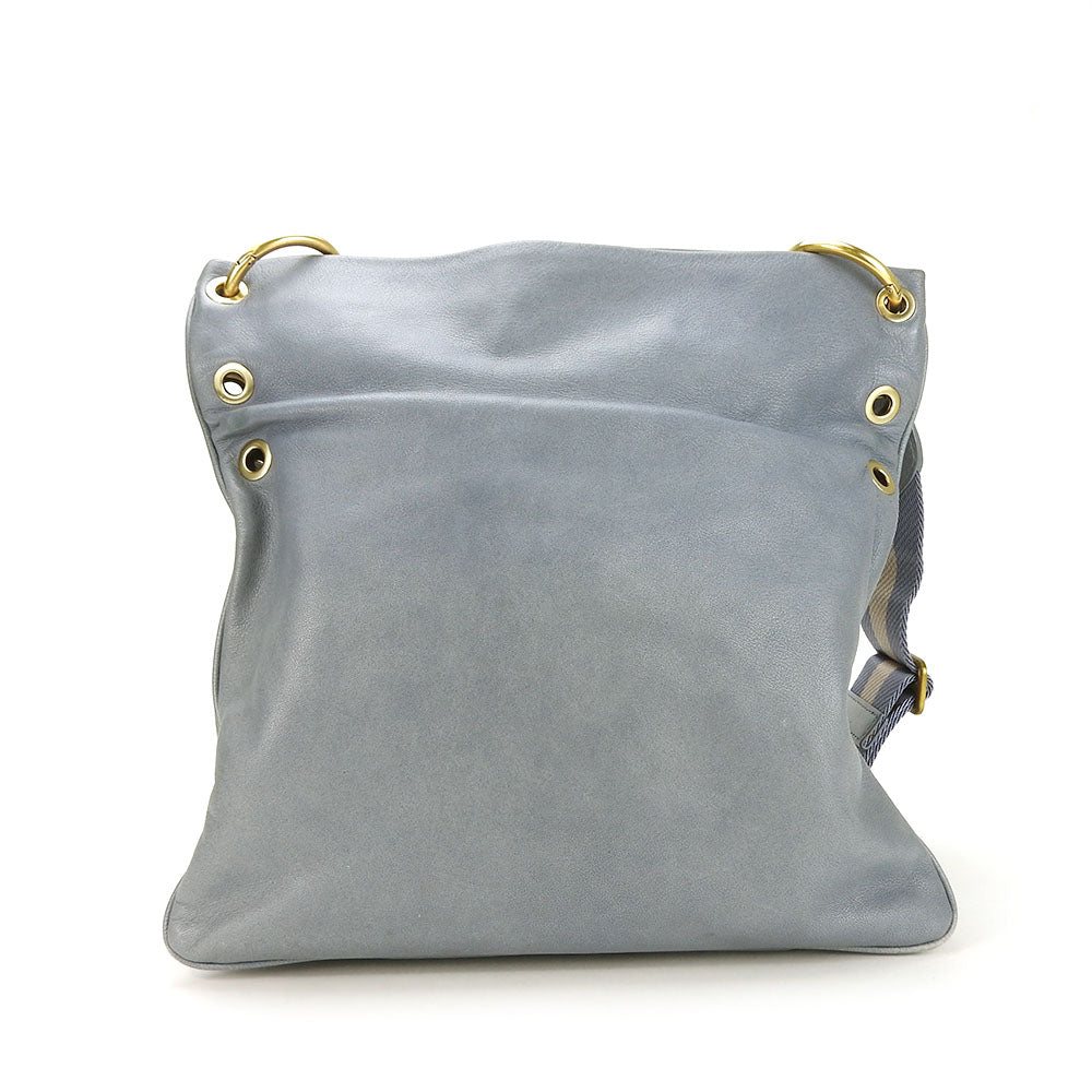BALLY Shoulder Bag leather blue Women Used Authentic