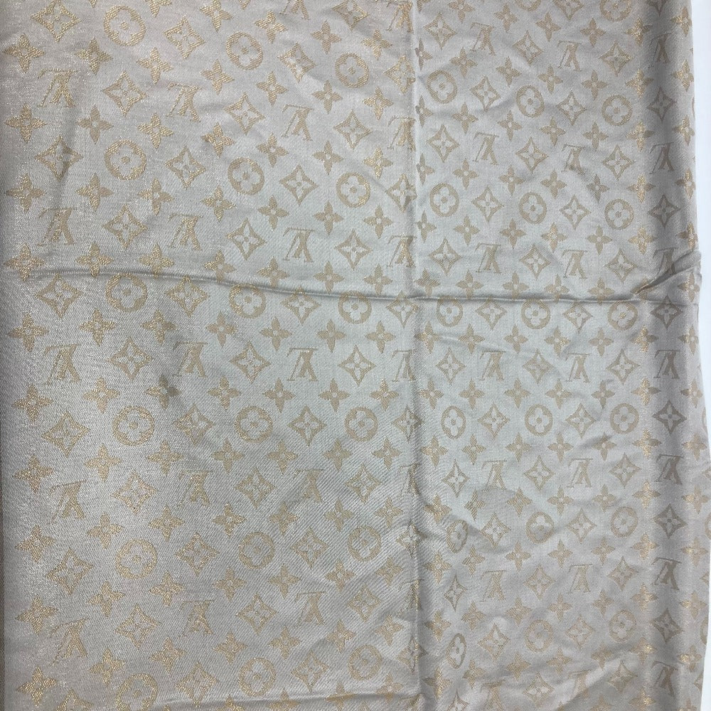 LOUIS VUITTON shawl M75121 silk gray Shoal Monogram Shine Women Used Authentic